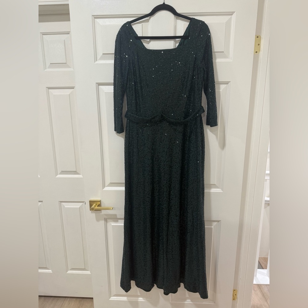 David Meister Black Sequin Long Sleeve Dress